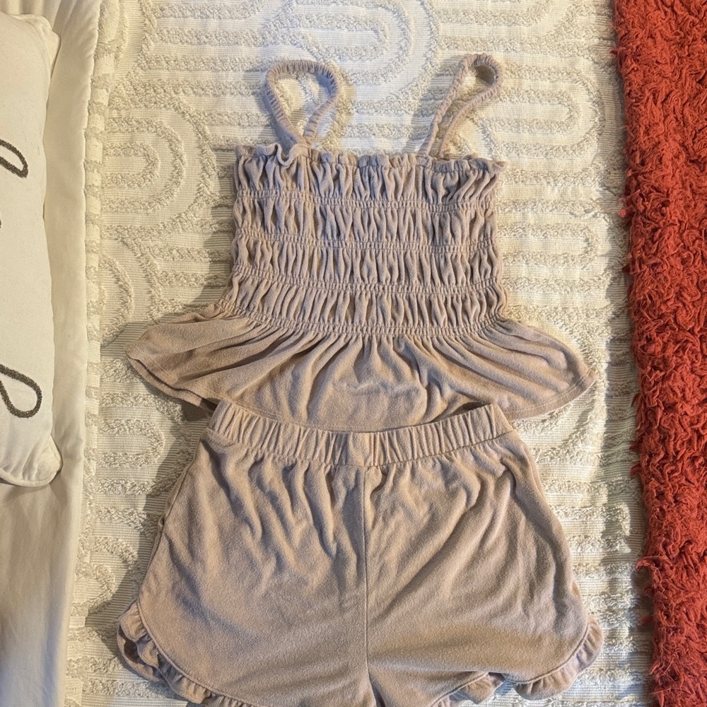 Bar III Ruffled Tan Shorts Set - Picture 4 of 4